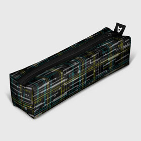 Пенал 3D с принтом Cyberpunk Tartan в Новосибирске, 100% полиэстер | плотная ткань, застежка на молнии | cyberpunk | glitch | глитч | киберпанк | клетка | матрица | узор | футуристичный | шотландка