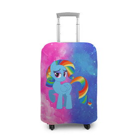 Чехол для чемодана 3D с принтом Радуга Дэш в Новосибирске, 86% полиэфир, 14% спандекс | двустороннее нанесение принта, прорези для ручек и колес | baby | girl | horse | kawaii | luna | my little pony | princess | rainbow | rainbow dash | девочкам | девочки | детям | единорог | животные | кавайный | конь | лошадь | луна | малыш | облака | пегас | пинки пай | пони | радуга дэш