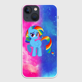 Чехол для iPhone 13 mini с принтом Радуга Дэш в Новосибирске,  |  | baby | girl | horse | kawaii | luna | my little pony | princess | rainbow | rainbow dash | девочкам | девочки | детям | единорог | животные | кавайный | конь | лошадь | луна | малыш | облака | пегас | пинки пай | пони | радуга дэш