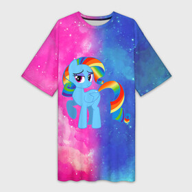 Платье-футболка 3D с принтом Радуга Дэш в Новосибирске,  |  | baby | girl | horse | kawaii | luna | my little pony | princess | rainbow | rainbow dash | девочкам | девочки | детям | единорог | животные | кавайный | конь | лошадь | луна | малыш | облака | пегас | пинки пай | пони | радуга дэш