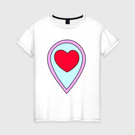 Женская футболка хлопок с принтом Её метка любви в Новосибирске, 100% хлопок | прямой крой, круглый вырез горловины, длина до линии бедер, слегка спущенное плечо | 14 февраля | 8 марта | влюбленные | девушке | парные | праздник | сердце