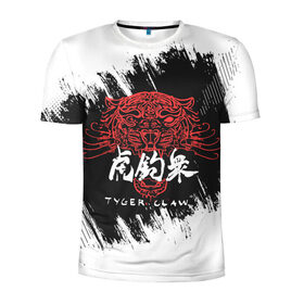Мужская футболка 3D спортивная с принтом Cyberpunk 2077 Tyger Claw в Новосибирске, 100% полиэстер с улучшенными характеристиками | приталенный силуэт, круглая горловина, широкие плечи, сужается к линии бедра | cosplay | cyberpunk 2077 | gang | hieroglyphs | japan | japanese | logo | rdcbp | tyger claw | yakuza