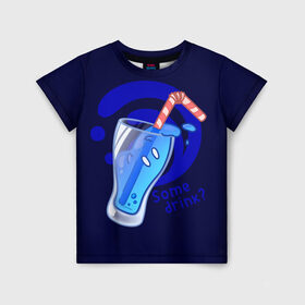 Детская футболка 3D с принтом Slime drink в Новосибирске, 100% гипоаллергенный полиэфир | прямой крой, круглый вырез горловины, длина до линии бедер, чуть спущенное плечо, ткань немного тянется | drink | genshin | genshin impact | slime | геншин | геншин импакт | гидро | коктейл | слайм