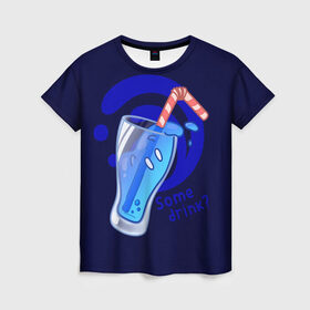 Женская футболка 3D с принтом Slime drink в Новосибирске, 100% полиэфир ( синтетическое хлопкоподобное полотно) | прямой крой, круглый вырез горловины, длина до линии бедер | drink | genshin | genshin impact | slime | геншин | геншин импакт | гидро | коктейл | слайм