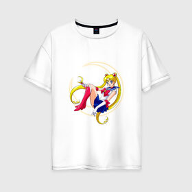 Женская футболка хлопок Oversize с принтом Sailor Moon в Новосибирске, 100% хлопок | свободный крой, круглый ворот, спущенный рукав, длина до линии бедер
 | anime | manga | sailor moon | аниме | манга | сейлор мун | сейлормун