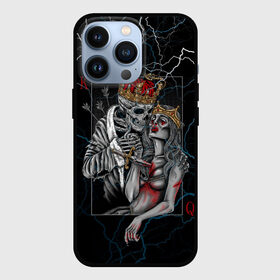 Чехол для iPhone 13 Pro с принтом The Skull King and Queen в Новосибирске,  |  | art | gold skull | queen | skull king | the skull king and queen | арт | буби | дама | золотой череп | игральные карты | игроку | карты | кинжал | король | король и дама | король и королева | крести | любовь | он и она | пики | покер