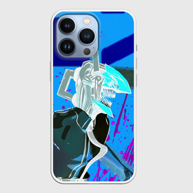Чехол для iPhone 13 Pro с принтом Человек Бензопила на голубом фоне в Новосибирске,  |  | anime | chainsaw man | denji | makima | manga | power | аниме | бим | денджи | дьявол бесконечности | кишибэ | летучая мышь | манга | пауэр | хаякава аки | химено | человек бензопила