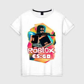 Женская футболка хлопок с принтом CSGO (Roblox) в Новосибирске, 100% хлопок | прямой крой, круглый вырез горловины, длина до линии бедер, слегка спущенное плечо | cs:go | roblix | игра | контра | шутер