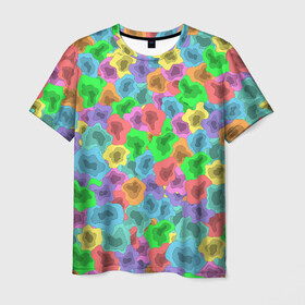 Мужская футболка 3D с принтом NEON ABSTRACTION  в Новосибирске, 100% полиэфир | прямой крой, круглый вырез горловины, длина до линии бедер | Тематика изображения на принте: 2021 | acid | multicolor | абстракция | кислотный | летний | модный | неоновый | разноцветный | тренд | яркий