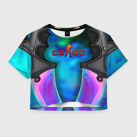 Женская футболка Crop-top 3D с принтом CS GO blue gem в Новосибирске, 100% полиэстер | круглая горловина, длина футболки до линии талии, рукава с отворотами | counter strike | cs go | контра