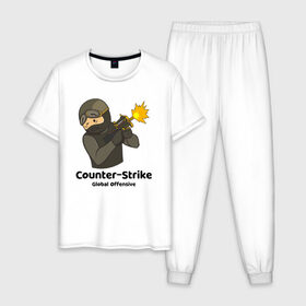 Мужская пижама хлопок с принтом CS GO P90 Master в Новосибирске, 100% хлопок | брюки и футболка прямого кроя, без карманов, на брюках мягкая резинка на поясе и по низу штанин
 | 