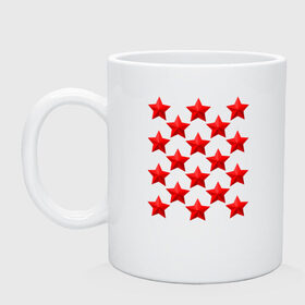 Кружка с принтом красные звезды в Новосибирске, керамика | объем — 330 мл, диаметр — 80 мм. Принт наносится на бока кружки, можно сделать два разных изображения | 23 февраля | армейские | все | звезды | милитари | силовые структуры