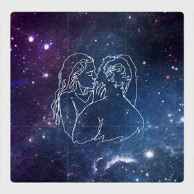 Магнитный плакат 3Х3 с принтом Ты моя вселенная в Новосибирске, Полимерный материал с магнитным слоем | 9 деталей размером 9*9 см | Тематика изображения на принте: 14 февраля | spase | влюблённые | девушка | космос | линии | любовь | отношения | парень | поцелуй | романтика