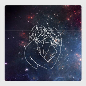 Магнитный плакат 3Х3 с принтом Ты мой космос в Новосибирске, Полимерный материал с магнитным слоем | 9 деталей размером 9*9 см | Тематика изображения на принте: 14 февраля | space | влюблённые | девушка | космос | линии | любовь | отношения | парень | поцелуй | романтика