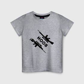 Детская футболка хлопок с принтом CS GO NOOB (+спина) (Z) в Новосибирске, 100% хлопок | круглый вырез горловины, полуприлегающий силуэт, длина до линии бедер | Тематика изображения на принте: 