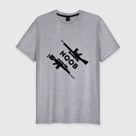 Мужская футболка хлопок Slim с принтом CS GO NOOB (+спина) (Z) в Новосибирске, 92% хлопок, 8% лайкра | приталенный силуэт, круглый вырез ворота, длина до линии бедра, короткий рукав | 