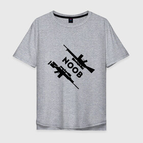 Мужская футболка хлопок Oversize с принтом CS GO NOOB (+спина) (Z) в Новосибирске, 100% хлопок | свободный крой, круглый ворот, “спинка” длиннее передней части | 