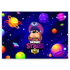 Поздравительная открытка с принтом Brawl Stars - Генерал Гавс в Новосибирске, 100% бумага | плотность бумаги 280 г/м2, матовая, на обратной стороне линовка и место для марки
 | 2020 | 2021 | brawl | colonel | dog | leon | ruffus | space | stars | бравл | браво | гавс | генерал | корабль | космический | космос | леон | лион | новые | новый | персонаж | персонажи | пес | планеты | собака | страс