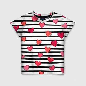 Детская футболка 3D с принтом Hearts Pattern в Новосибирске, 100% гипоаллергенный полиэфир | прямой крой, круглый вырез горловины, длина до линии бедер, чуть спущенное плечо, ткань немного тянется | 14 февраля | валентинка | день всех влюбленных | день святого валентина | иконки | любовь | сердца | символы | узор