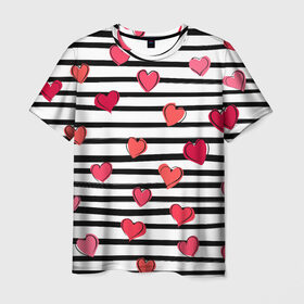 Мужская футболка 3D с принтом Hearts Pattern в Новосибирске, 100% полиэфир | прямой крой, круглый вырез горловины, длина до линии бедер | 14 февраля | валентинка | день всех влюбленных | день святого валентина | иконки | любовь | сердца | символы | узор
