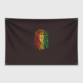 Флаг-баннер с принтом Bob lion в Новосибирске, 100% полиэстер | размер 67 х 109 см, плотность ткани — 95 г/м2; по краям флага есть четыре люверса для крепления | bob_marley | dreadlocks | hippie | jamaica | lion | reggae | боб марли | дреды | регги | хиппи | ямайка