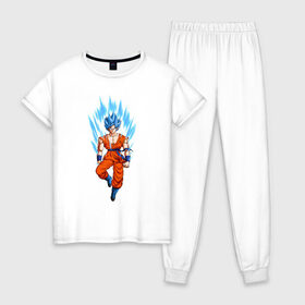 Женская пижама хлопок с принтом Dragon Ball Z в Новосибирске, 100% хлопок | брюки и футболка прямого кроя, без карманов, на брюках мягкая резинка на поясе и по низу штанин | 