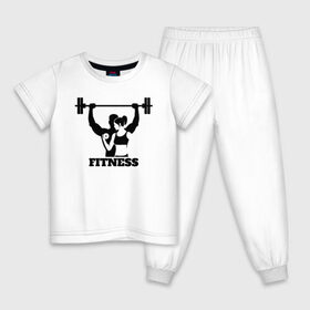 Детская пижама хлопок с принтом Fitness в Новосибирске, 100% хлопок |  брюки и футболка прямого кроя, без карманов, на брюках мягкая резинка на поясе и по низу штанин
 | 
