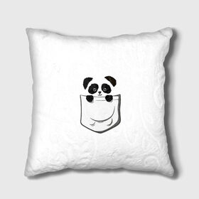 Подушка 3D с принтом Панда В Кармане в Новосибирске, наволочка – 100% полиэстер, наполнитель – холлофайбер (легкий наполнитель, не вызывает аллергию). | состоит из подушки и наволочки. Наволочка на молнии, легко снимается для стирки | animals | beats | head | panda | pocket | в кармане | голова | животные | звери | лапки | любовь | панда