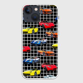 Чехол для iPhone 13 mini с принтом Гоночные тачки в Новосибирске,  |  | adrenalin | auto | boy | car | machine | racing | speed | speed racer | sport | sport car | автомобили | адреналин | водитель | гонки | гоночные | гонщик | клетка | клетчатый | мальчикам | машины | мужчинам | пацанские | скорость