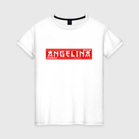 Женская футболка хлопок с принтом Ангелина/Angelina в Новосибирске, 100% хлопок | прямой крой, круглый вырез горловины, длина до линии бедер, слегка спущенное плечо | angelina | name | names | ангелина | имена | имя