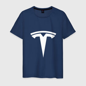 Мужская футболка хлопок с принтом Tesla в Новосибирске, 100% хлопок | прямой крой, круглый вырез горловины, длина до линии бедер, слегка спущенное плечо. | 