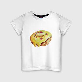Детская футболка хлопок с принтом Пончитос в Новосибирске, 100% хлопок | круглый вырез горловины, полуприлегающий силуэт, длина до линии бедер | глазурь | пончик | посыпка | сладости