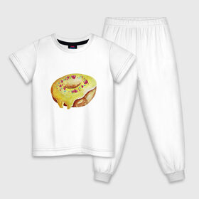 Детская пижама хлопок с принтом Пончитос в Новосибирске, 100% хлопок |  брюки и футболка прямого кроя, без карманов, на брюках мягкая резинка на поясе и по низу штанин
 | глазурь | пончик | посыпка | сладости