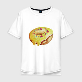 Мужская футболка хлопок Oversize с принтом Пончитос в Новосибирске, 100% хлопок | свободный крой, круглый ворот, “спинка” длиннее передней части | глазурь | пончик | посыпка | сладости