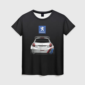 Женская футболка 3D с принтом Peugeot sport в Новосибирске, 100% полиэфир ( синтетическое хлопкоподобное полотно) | прямой крой, круглый вырез горловины, длина до линии бедер | auto | emotion | motion | peugeot | sport | авто | лого | логотип | пежо | пижо | спорт