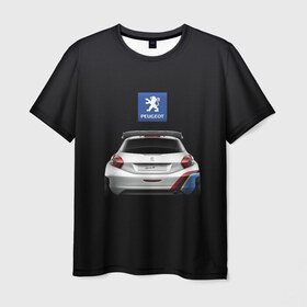 Мужская футболка 3D с принтом Peugeot sport в Новосибирске, 100% полиэфир | прямой крой, круглый вырез горловины, длина до линии бедер | Тематика изображения на принте: auto | emotion | motion | peugeot | sport | авто | лого | логотип | пежо | пижо | спорт