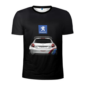 Мужская футболка 3D спортивная с принтом Peugeot sport в Новосибирске, 100% полиэстер с улучшенными характеристиками | приталенный силуэт, круглая горловина, широкие плечи, сужается к линии бедра | Тематика изображения на принте: auto | emotion | motion | peugeot | sport | авто | лого | логотип | пежо | пижо | спорт