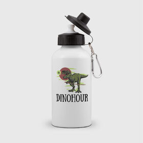 Бутылка спортивная с принтом DinoHour в Новосибирске, металл | емкость — 500 мл, в комплекте две пластиковые крышки и карабин для крепления | dino | dinohour | dinosaur | дино | динозавр