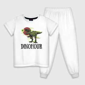 Детская пижама хлопок с принтом DinoHour в Новосибирске, 100% хлопок |  брюки и футболка прямого кроя, без карманов, на брюках мягкая резинка на поясе и по низу штанин
 | dino | dinohour | dinosaur | дино | динозавр