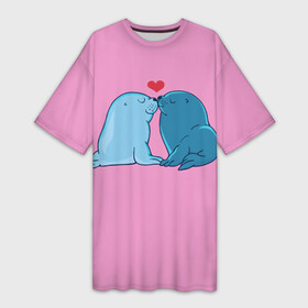 Платье-футболка 3D с принтом Любовь в Новосибирске,  |  | 14 февраля | hello kitty | i love you | love is | валентин | день святого | животные | игрушка | иероглифы | любовь | мишка | надпись | наука | парные | подушки | поцелуй | сердце | текст | тюлени | химия | я тебя люблю