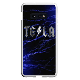 Чехол для Samsung S10E с принтом TESLA в Новосибирске, Силикон | Область печати: задняя сторона чехла, без боковых панелей | ac | acdc | america | auto | car | cars | dc | electro | elon | logo | musk | rock | space | spacex | tesla | usa | x | авто | автомобиль | илон | космос | лого | логотип | маск | машина | молнии | молния | музыка | рок | тесла | электричест