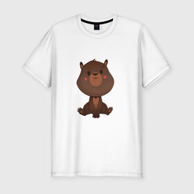 Мужская футболка хлопок Slim с принтом Медвежонок в Новосибирске, 92% хлопок, 8% лайкра | приталенный силуэт, круглый вырез ворота, длина до линии бедра, короткий рукав | косолапый | медведь | мишка | мишутка | парные