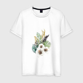 Мужская футболка хлопок с принтом Алоха в Новосибирске, 100% хлопок | прямой крой, круглый вырез горловины, длина до линии бедер, слегка спущенное плечо. | Тематика изображения на принте: девушке | любовь | пляж | цветы