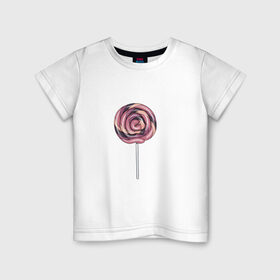 Детская футболка хлопок с принтом Лолипоп в Новосибирске, 100% хлопок | круглый вырез горловины, полуприлегающий силуэт, длина до линии бедер | карамель | леденец | сладости | сосулька