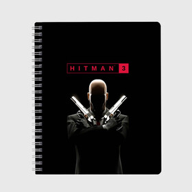 Тетрадь с принтом Hitman III в Новосибирске, 100% бумага | 48 листов, плотность листов — 60 г/м2, плотность картонной обложки — 250 г/м2. Листы скреплены сбоку удобной пружинной спиралью. Уголки страниц и обложки скругленные. Цвет линий — светло-серый
 | 47 | hitman3 | io interactive | killer | pc