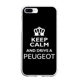Чехол для iPhone 7Plus/8 Plus матовый с принтом Drive a Peugeot! в Новосибирске, Силикон | Область печати: задняя сторона чехла, без боковых панелей | car | keep calm | peugeot | авто | автомобиль | водитель | гонщик | королевский | король | корона | лев | любитель | марка | машина | пежо | подарок | рейсер | сохраняй спокойствие | тачка