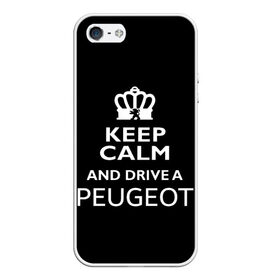 Чехол для iPhone 5/5S матовый с принтом Drive a Peugeot! в Новосибирске, Силикон | Область печати: задняя сторона чехла, без боковых панелей | car | keep calm | peugeot | авто | автомобиль | водитель | гонщик | королевский | король | корона | лев | любитель | марка | машина | пежо | подарок | рейсер | сохраняй спокойствие | тачка