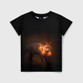 Детская футболка 3D с принтом Dark fox в Новосибирске, 100% гипоаллергенный полиэфир | прямой крой, круглый вырез горловины, длина до линии бедер, чуть спущенное плечо, ткань немного тянется | fox | foxy | животное | звери | лиса | лисенок | лисичка | милая | рыжая | фокс