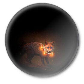 Значок с принтом Dark fox в Новосибирске,  металл | круглая форма, металлическая застежка в виде булавки | fox | foxy | животное | звери | лиса | лисенок | лисичка | милая | рыжая | фокс
