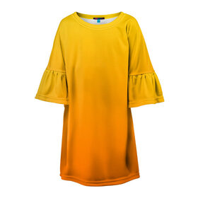Детское платье 3D с принтом Оранжевый градиент в Новосибирске, 100% полиэстер | прямой силуэт, чуть расширенный к низу. Круглая горловина, на рукавах — воланы | градиент | желтый | оранжевый | цвет